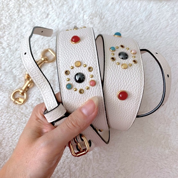 NWT Coach Leather Gem Stubs Wide Shoulder Strap